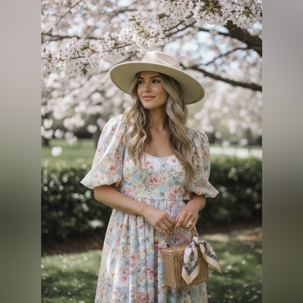 Stylish Cream Wide-Brim Hat